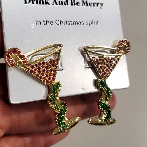 NEW SUGARFIX BaubleBar Drink And Be Merry Martini Daiquiri Earrings Gold - Picture 10 of 14